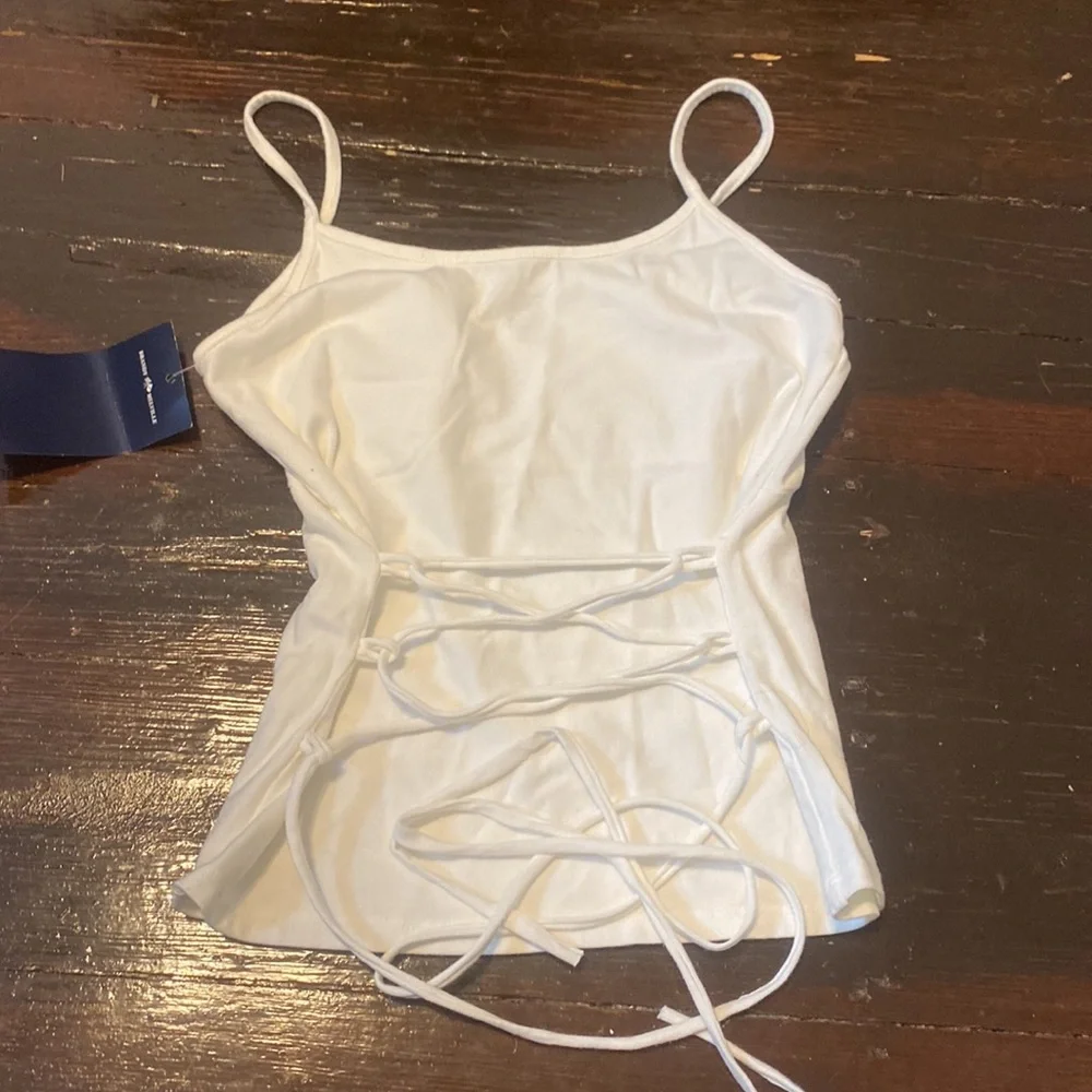 NWT Brandy Melville Lace Up Corset White Tank - Picture 2 of 3
